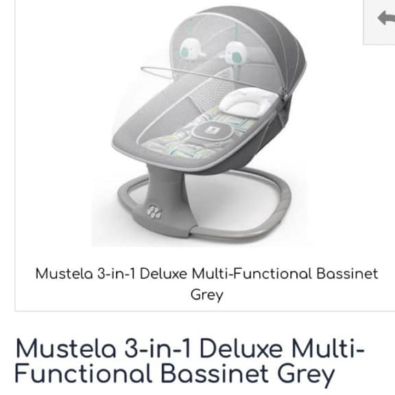 Mustela 3-in-1 Deluxe Multi Functional Bassinet Grey