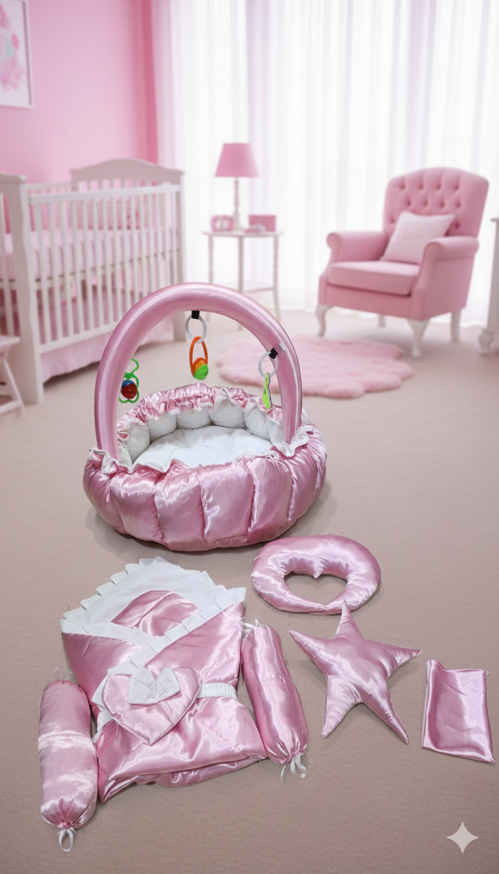 Silk 8 Piece Snuggle Bed Set | Complete New Born Essentials Kit Produc ...