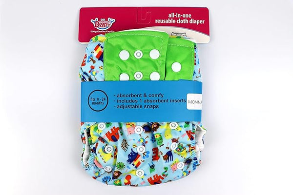 Reusable Adjustable Baby Washable Diapers with pad Printed