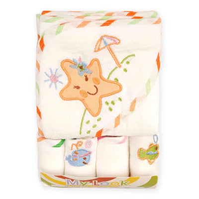 Little Sun Baby Bath Towel 5 Pcs Orange Star