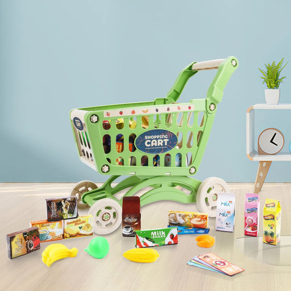 Kids Easy to Assemble Shopping Cart with Groceries