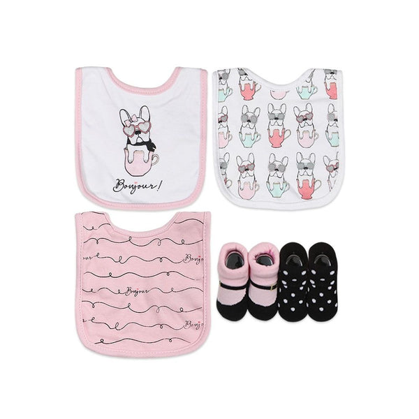 Pack of 3 Bibs & 2 Booties  ( random )