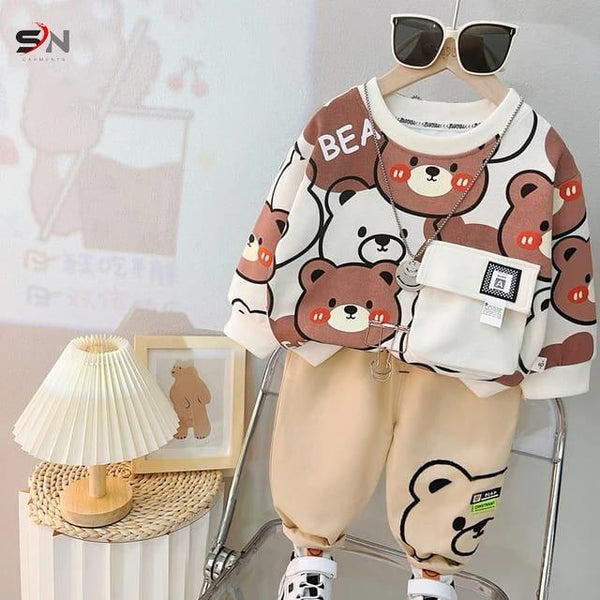 “Toddler Beige Bear Print Sweatshirt