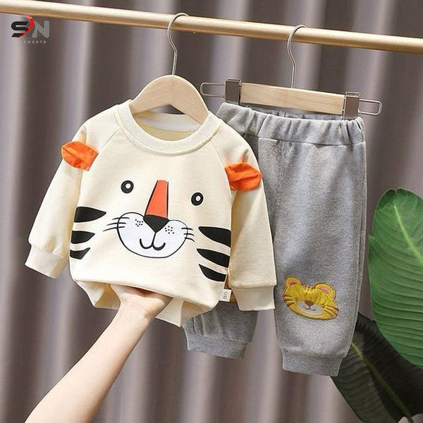 “Toddler Boys Tiger Face Sweatshirt – Cute Animal Outfit with 3D Ears”