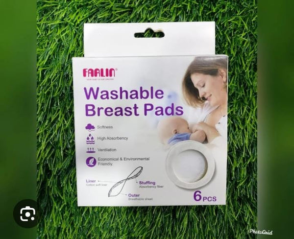 Farlin Washable Breast Pads (6 Pcs) | Soft, High Absorbency & Eco-Friendly Nursing Pads
