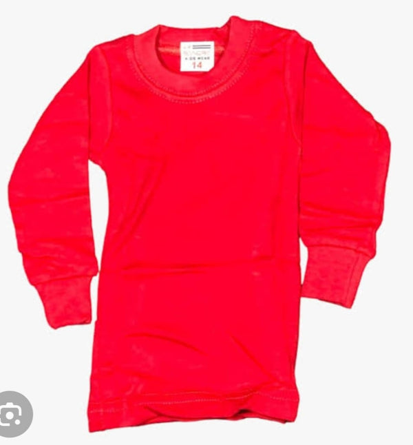 Kids Round Neck Full Sleeve Cotton T-Shirt – Plain Winter Wear for Boys & Girls
