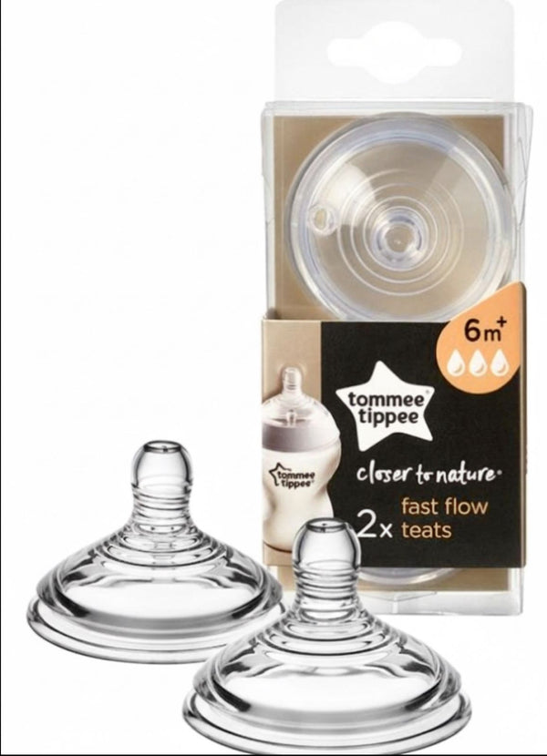 Tommee Tippee Closer to Nature Fast Flow Teats – 6+ Months, 2-Pack