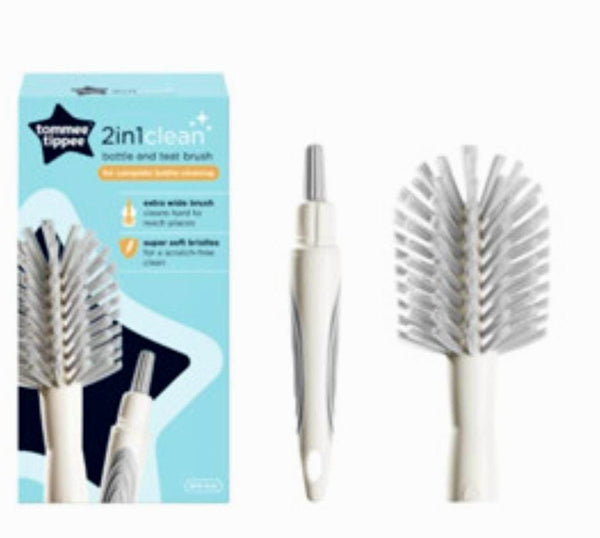 Tommee Tippee 2-in-1 Clean Bottle and Teat Brush – Extra Wide & Soft Bristles