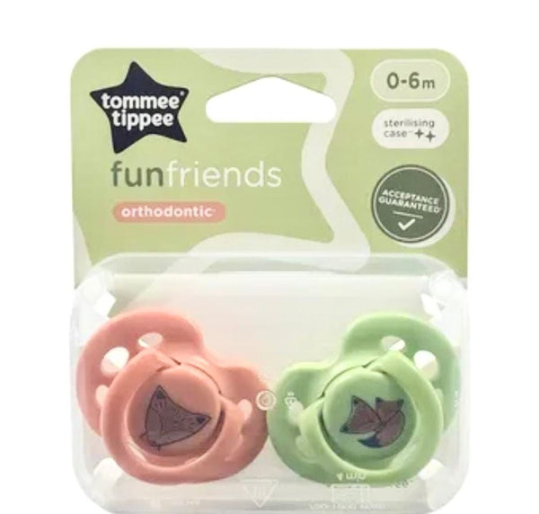 Tommee Tippee Fun Friends Orthodontic Soothers 0-6m – Pack of 2 (BPA Free)