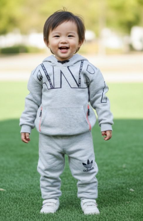 Toddler Grey Tracksuit Set with Hoodie – Comfortable & Stylish Kids Activewear