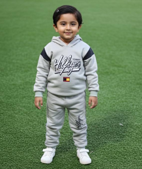 Baby Boy Grey Tracksuit Set – Stylish Hoodie with  Pants