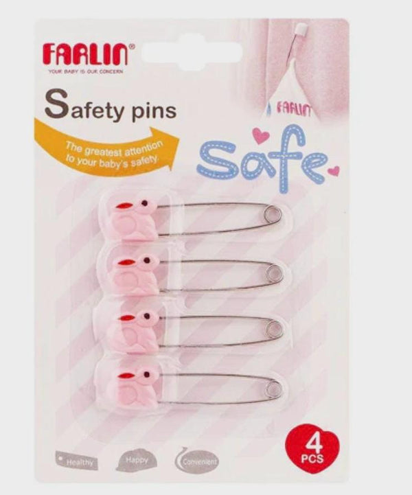 Farlin Baby Safety Pins – Stainless Steel with Safety Lock & Soft Plastic Head | Ideal for Cloth Diapers & Baby Clothes | 6 Pcs