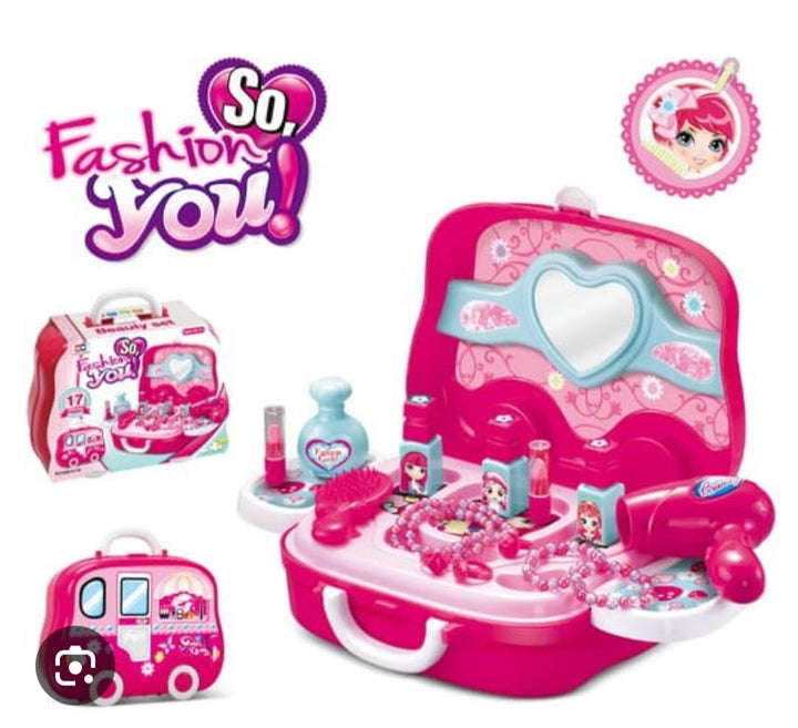 Kids Beauty Makeup Play Set – So Fashion You! Portable Vanity Case (25 PCS)
