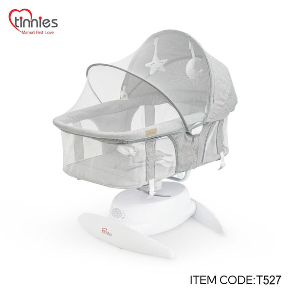 Tinnies Electric Baby Bassinet with Auto Swing & Mosquito Net – Comfortable Newborn Cradle