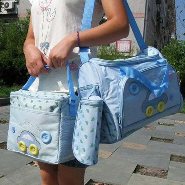 Baby Pack of 3 Diaper Bag Car Blue