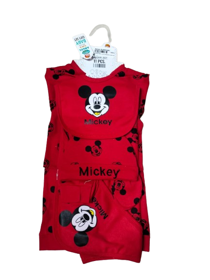 Baby Mickey Mouse 11-Piece Clothing Gift Set – Red Newborn Essentials